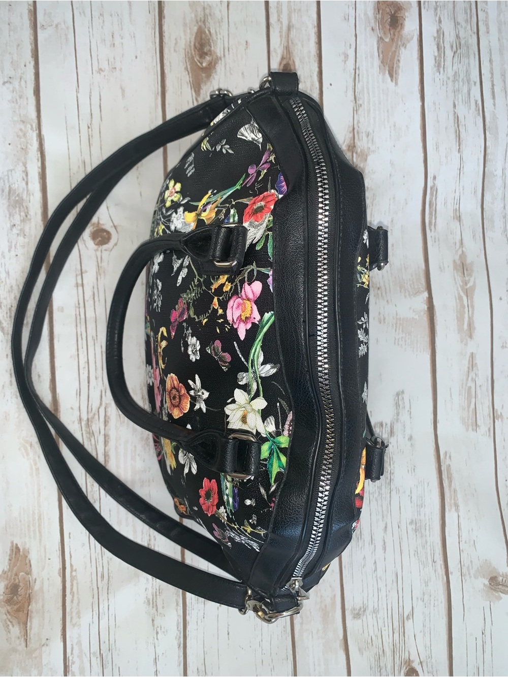 Torrid  Black Floral Shoulder Tote with Removable Strap - Picture 2 of 15